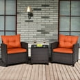 thumbnail image 1 of Costway 3 PCS Patio Rattan Furniture Set Cushioned Conversation Set Sofa Orange, 1 of 10