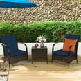 thumbnail image 1 of Costway 3 PCS Patio Wicker Rattan Furniture Set Coffee Table & 2 Rattan Chair W/Cushions-Navy, 1 of 12