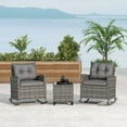 thumbnail image 1 of Costway 3 PCS Patio Wicker Rocking Set with Tempered Glass Table & Soft Cushions Outdoor Gray, 1 of 10
