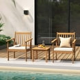 thumbnail image 1 of Costway 3 PCS Patio Wood Furniture Set Acacia Wood Chairs & Coffee Table with soft Cushions White, 1 of 9