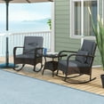 thumbnail image 1 of Costway 3 PCS Rocking Bistro Set with Removable Cushions & Tempered Glass Top Coffee Table Grey, 1 of 10