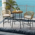 thumbnail image 1 of Costway 3 PCS Rope Woven Patio Bar Set with Soft Cushions and Acacia Wood Tabletop, 1 of 10