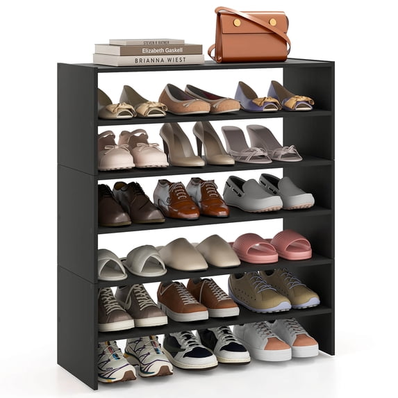 Costway, Shoe Rack, 3 PCS, Stackable 2-Tier Organizer Black - Walmart.com