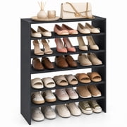 Costway 3 PCS Stackable Shoe Rack 31-Inch Horizontal Organizer 2-tier StorageShelf Black