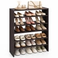 thumbnail image 1 of Costway 3 PCS Stackable Shoe Rack 31-Inch Horizontal Organizer 2-tier StorageShelf Brown, 1 of 8