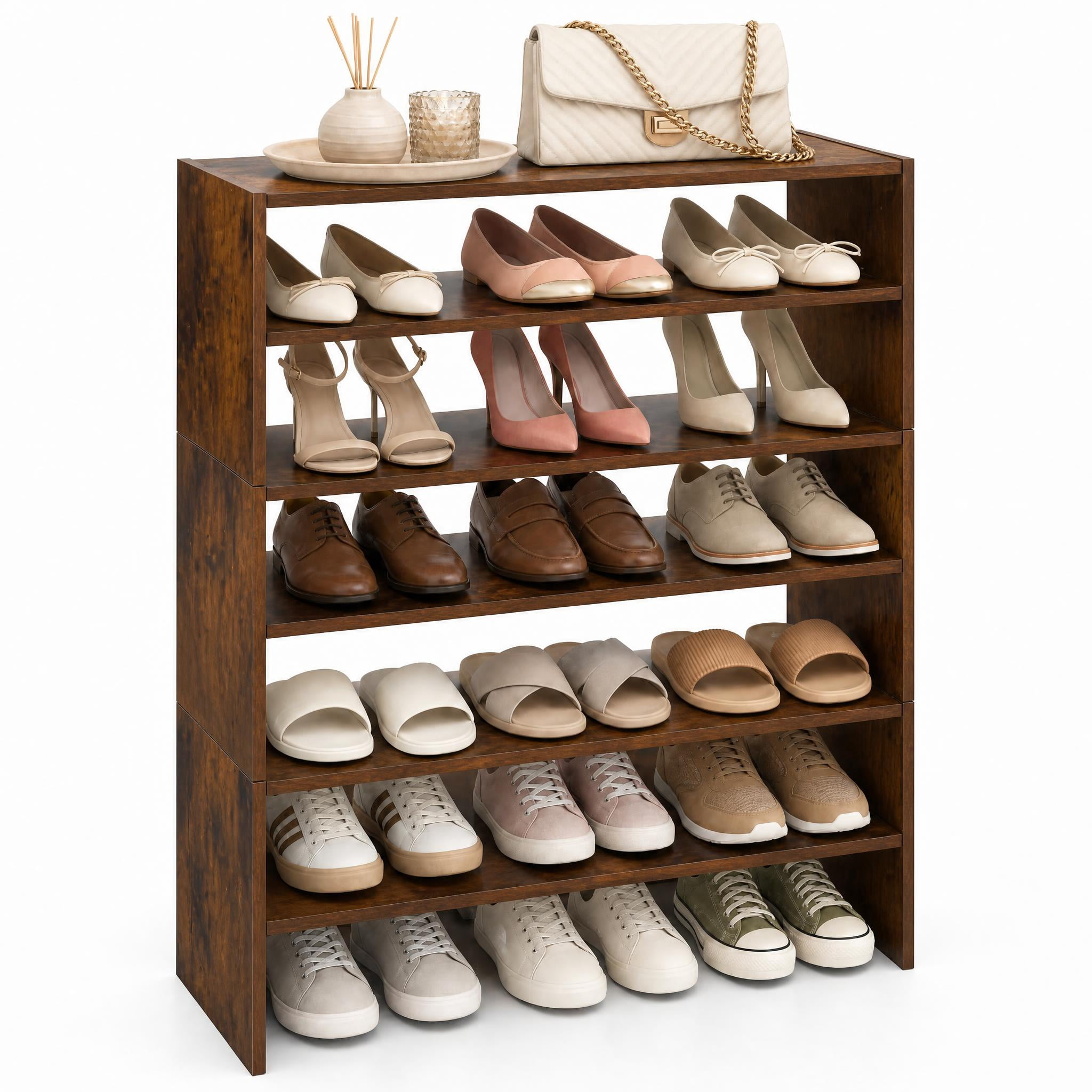 Costway, Shoe Rack, Stackable 3 PCS, 31 Inch Brown - Walmart.com