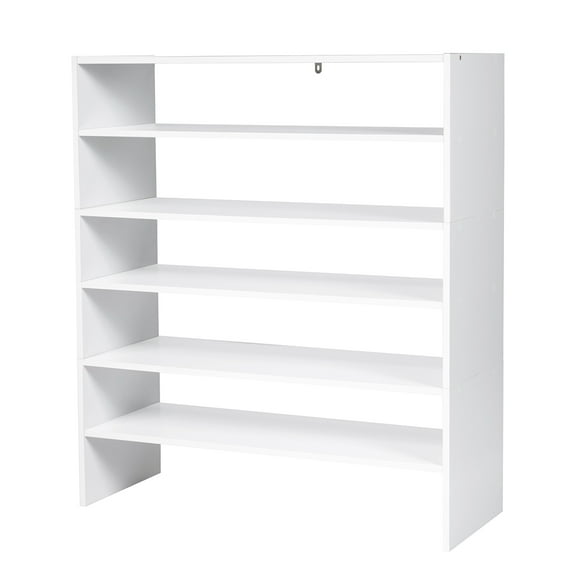 Costway 3 PCS Stackable Shoe Rack 31-Inch Horizontal Organizer 2-tier StorageShelf White