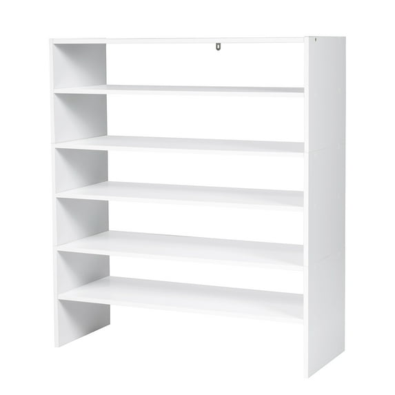 Costway 3 PCS Stackable Shoe Rack 31-Inch Horizontal Organizer 2-tier StorageShelf White