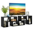 thumbnail image 1 of Costway 3 PCS TV Stand for TV's up To 65" Console Entertainment Center Bookcase Shelves Black Wood, 1 of 10