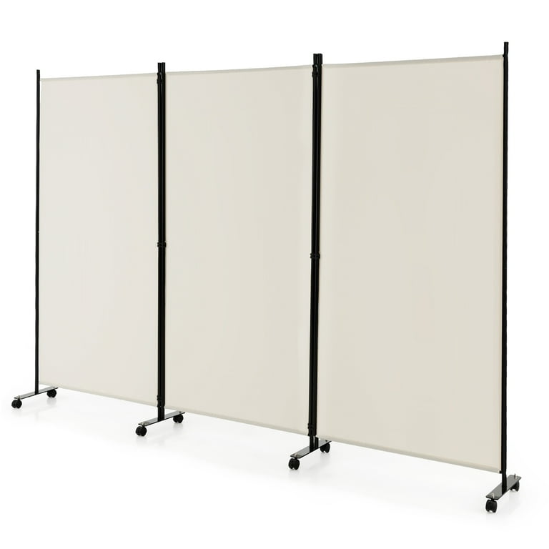 Three Panel Privacy Screen, White Three Panel Privacy Screen, White