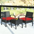 thumbnail image 1 of Costway 3 Pcs Rattan Patio Furniture Set, Black/Red, 1 of 12