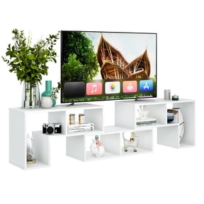 Costway 3 Pcs TV Stand for TV's up To 65" Console Entertainment Center Bookcase Shelves White