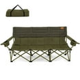 thumbnail image 1 of Costway 3 Person Foldable Camping Chair with 2 Cup Holders, Green, 1 of 10