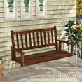 thumbnail image 1 of Costway 3-Person Wooden Outdoor Porch Swing Heavy Duty Patio Hanging Bench Chair Brown, 1 of 10