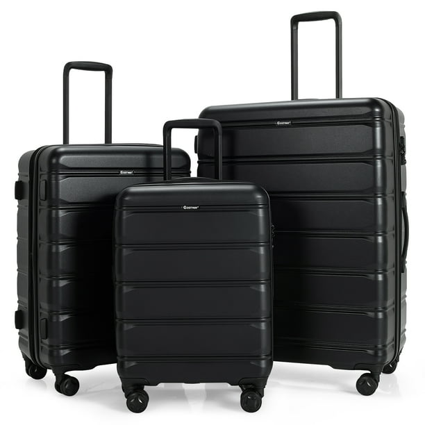 Costway 3 Piece Hardshell Expandable Luggage Set with Retractable