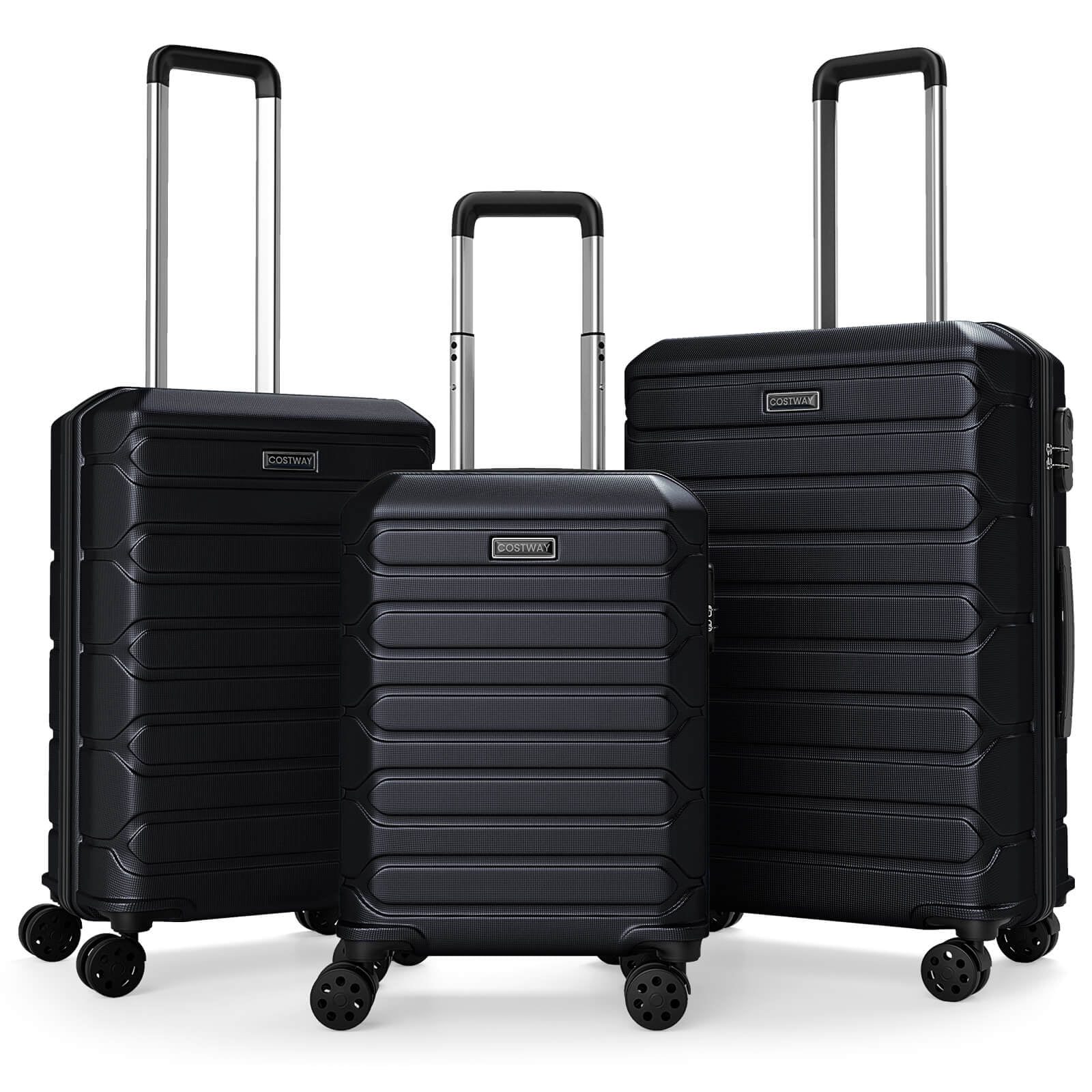 Costway 3-Piece Hardside Luggage Set (20/24/28 Inch) with 8
