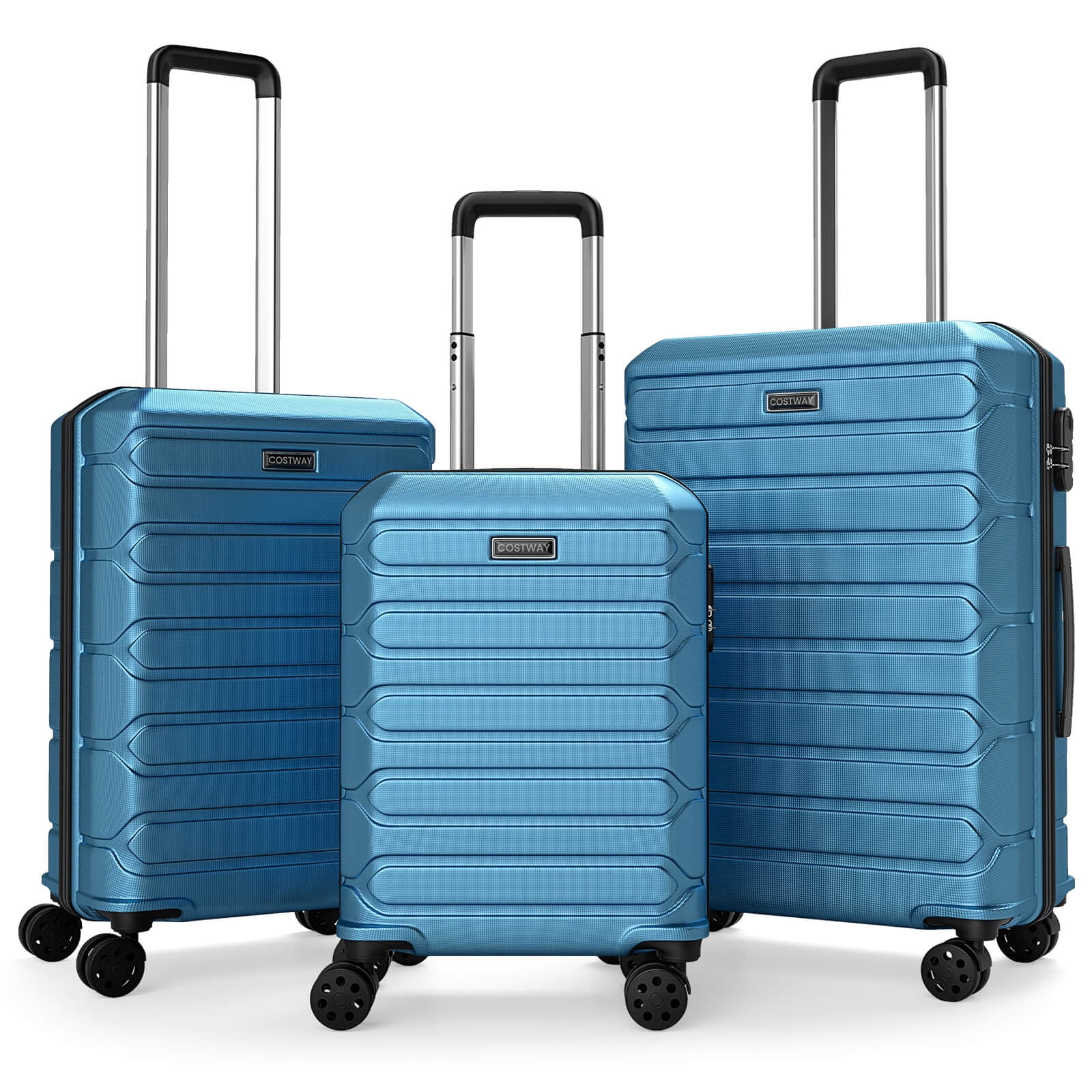 Costway 3-Piece Hardside Luggage Set (20/24/28 Inch) with 8