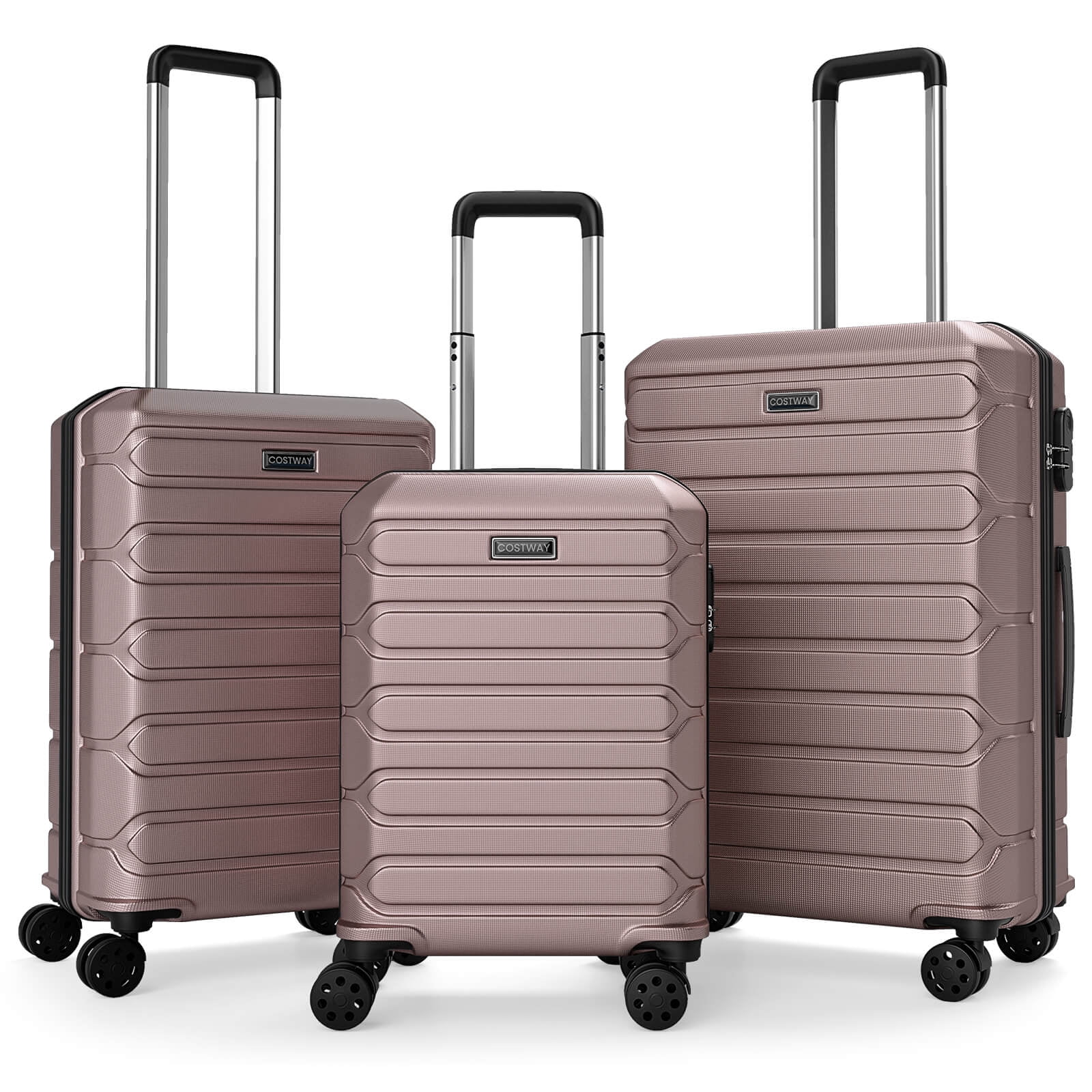 Costway 3-Piece Hardside Luggage Set (20/24/28 Inch) with 8