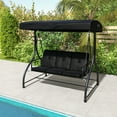 thumbnail image 1 of Costway 3-Seat Outdoor Converting Patio Swing Glider Adjustable Canopy Porch Swing Black, 1 of 10