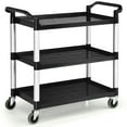 thumbnail image 1 of Costway 3-Shelf Utility Service Cart Aluminum Frame 490lbs Capacity w/ Casters, 1 of 11