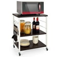 thumbnail image 1 of Costway 3-Tier Baker’s Rack with 10 Removable Hooks Lockable Casters for Coffee Restaurant, 1 of 10