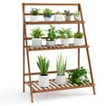 thumbnail image 1 of Costway 3 Tier Folding Shelf Stand Bamboo Flower Pot Display Rack Bookcase Organizer, 1 of 10