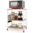 thumbnail image 1 of Costway 3-Tier Kitchen Baker's Rack Microwave Oven Storage Cart w/ Hooks Beige, 1 of 10