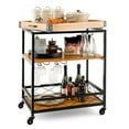 thumbnail image 1 of Costway 3-Tier Wine Bar Cart Rolling Rack Serving Trolley Detachable Top & Glass Holder, 1 of 10