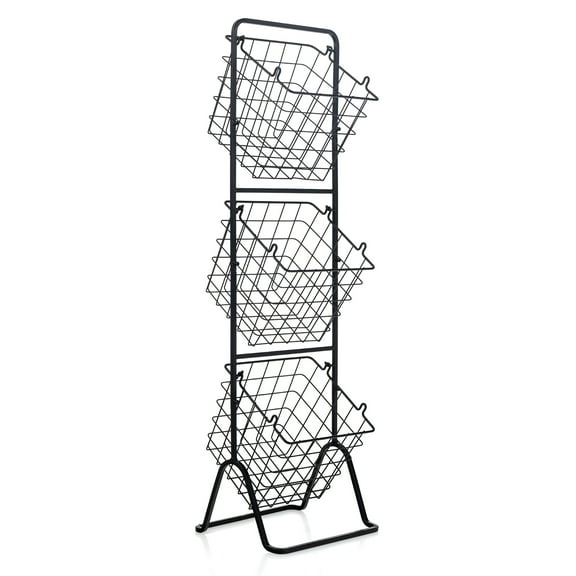 Costway 3-Tier Wire Fruit Basket Stand Kitchen Snack Vegetable Storage Organizer