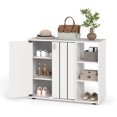 thumbnail image 1 of Costway 3-Tier Wooden Shoe Storage Organizer with Doors & 3-Level Adjustable Open Shelves, 1 of 9