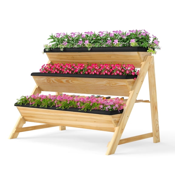 Costway 3-Tier Raised Garden Bed Storage Shelf Garden Planter for Flowers