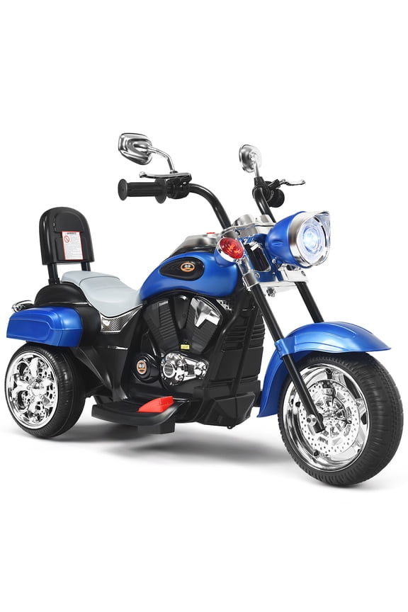 3 Wheel Kids Ride On Motorcycle 6V Battery Powered Electric Toy Blue
