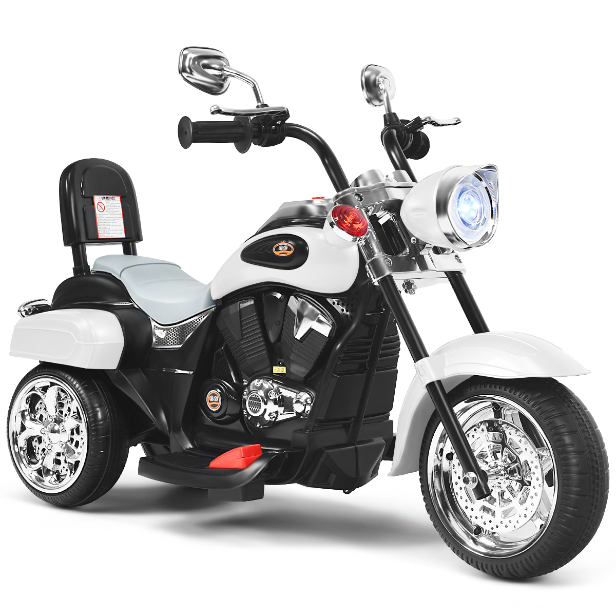 Costway 3 Wheel Kids Ride On Motorcycle 6V Battery Powered Electric Toy White - image 1 of 7