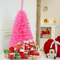 Costway 3 ft Premium Artificial Christmas Mini Tree Holiday Season with Plastic Stand Pink