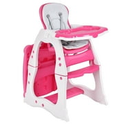 Costway 3 in 1 Baby High Chair Convertible Play Table Seat Booster Toddler Feeding Tray Red