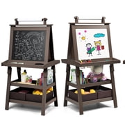 Costway 3 in 1 Double-Sided Wooden Kid's Art Easel Whiteboard Coffee