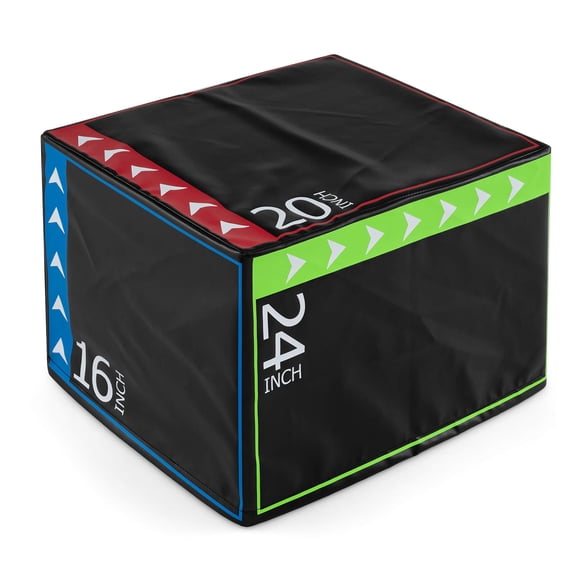 Costway 3-in-1 Plyometric Box,16 x 20 x 24 Soft Plyo Jump Box with PU Cover for Training Multicolor