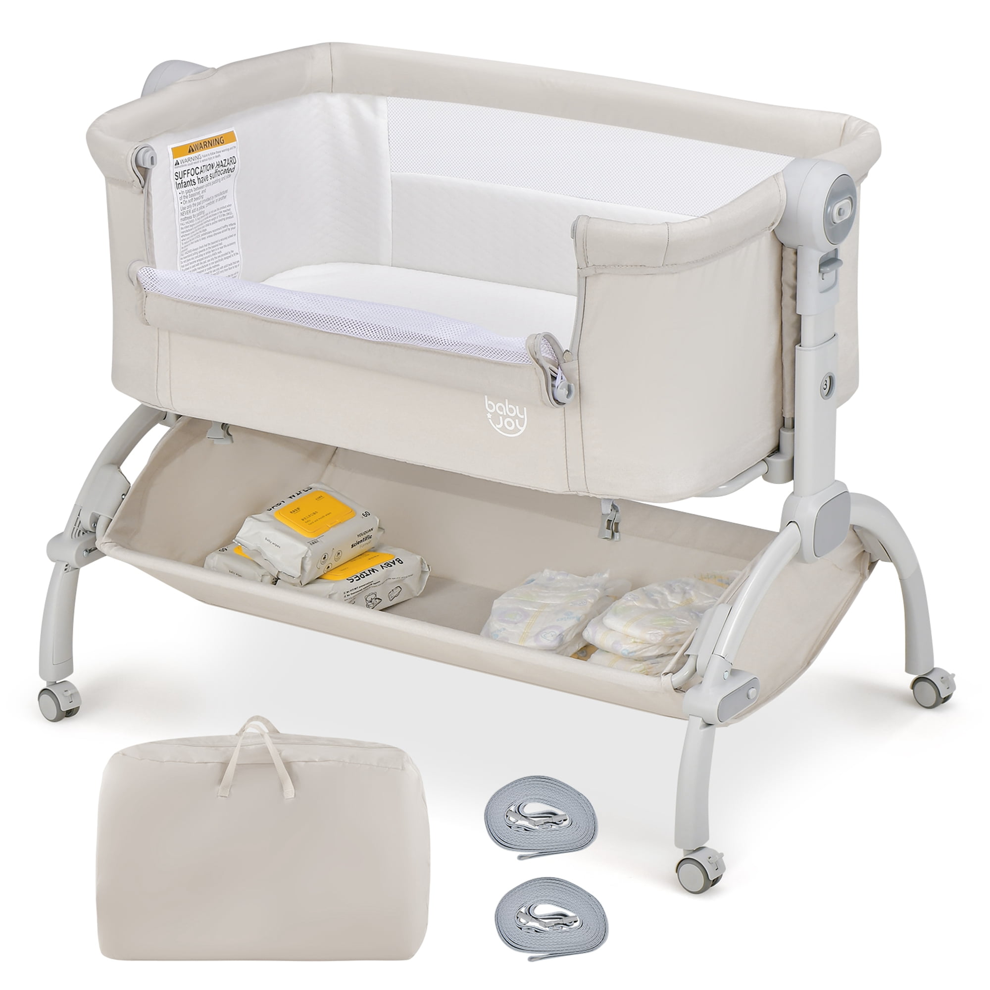 Babyjoy 3-in-1 Portable Baby Bassinet Bedside Sleeper Cradle with Bed ...
