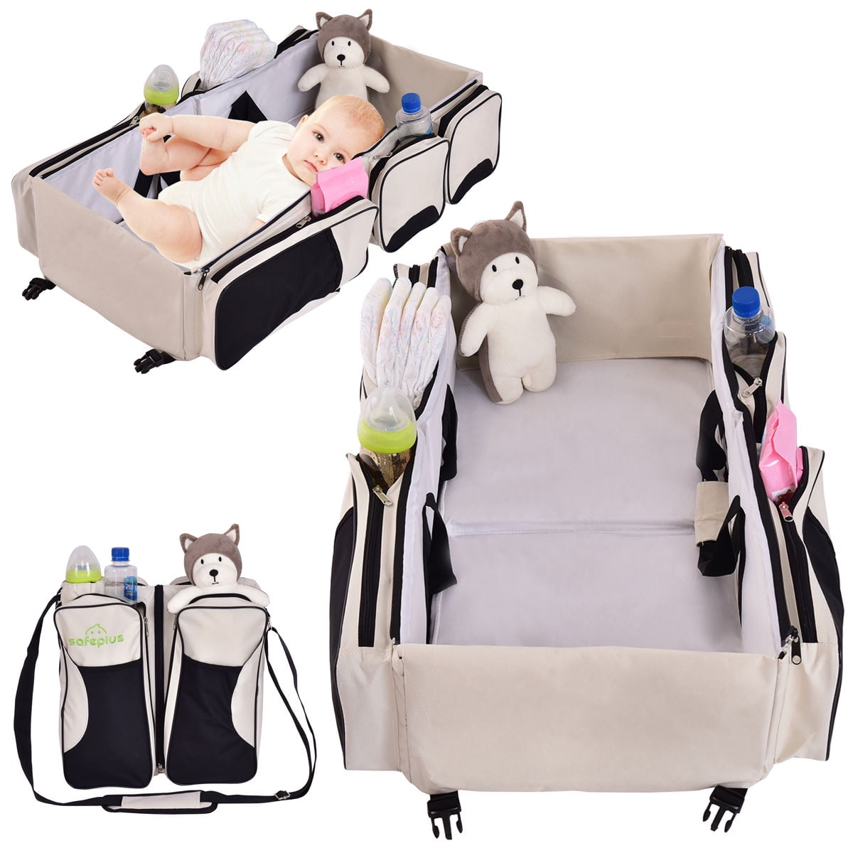 Scuddles 3 in 1 Travel Infant Bed Baby Diaper Bag & Baby Changing Pad –