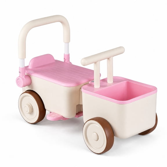 Costway 3-in-1 Ride-On Push Car for Kids with Pull Rope Pink