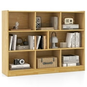 Costway 3-tier Open Bookcase 8-Cube Bookshelf Storage Display Cabinet French Oak Yellow