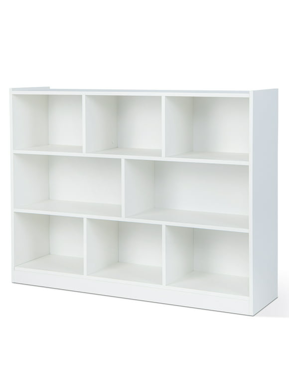Costway 3-tier Open Bookcase 8-Cube Floor Standing Storage Shelves Display Cabinet White