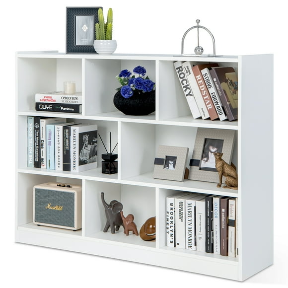 Costway 3-tier Open Bookcase 8-Cube Floor Standing Storage Shelves Display Cabinet White