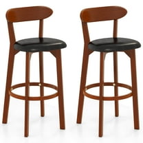 Costway 30.5" Bar Stool Set of 2 with Curved Backrest & Footrest Counter Height Stools