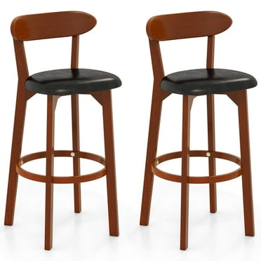 Costway 30.5" Bar Stool Set of 2 with Curved Backrest & Footrest Counter Height Stools