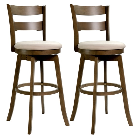Costway 30.5” Swivel Barstools Set of 2 with Backrest & Upholstered Seat,Footrest for Pub Brown