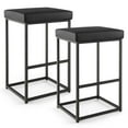 thumbnail image 1 of Costway 30" Barstools Set of 2 Upholstered Bar Height Chairs PU Leather w/Footrest Black, 1 of 7