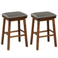 thumbnail image 1 of Costway 30'' Dining Bar Stool Set of 2 Pub Height Padded Seat Wood Frame Kitchen Brown, 1 of 9