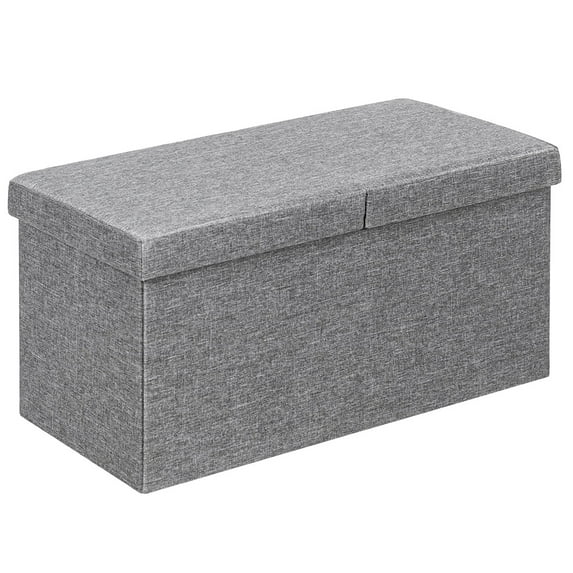 Costway 30'' Folding Storage Ottoman W/Lift Top Bed End Bench 80L Capacity Light Grey