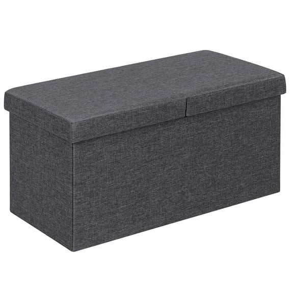 Costway 30'' Folding Storage Ottoman W/Lift Top Bed End Bench 80L Storage Space Dark Grey